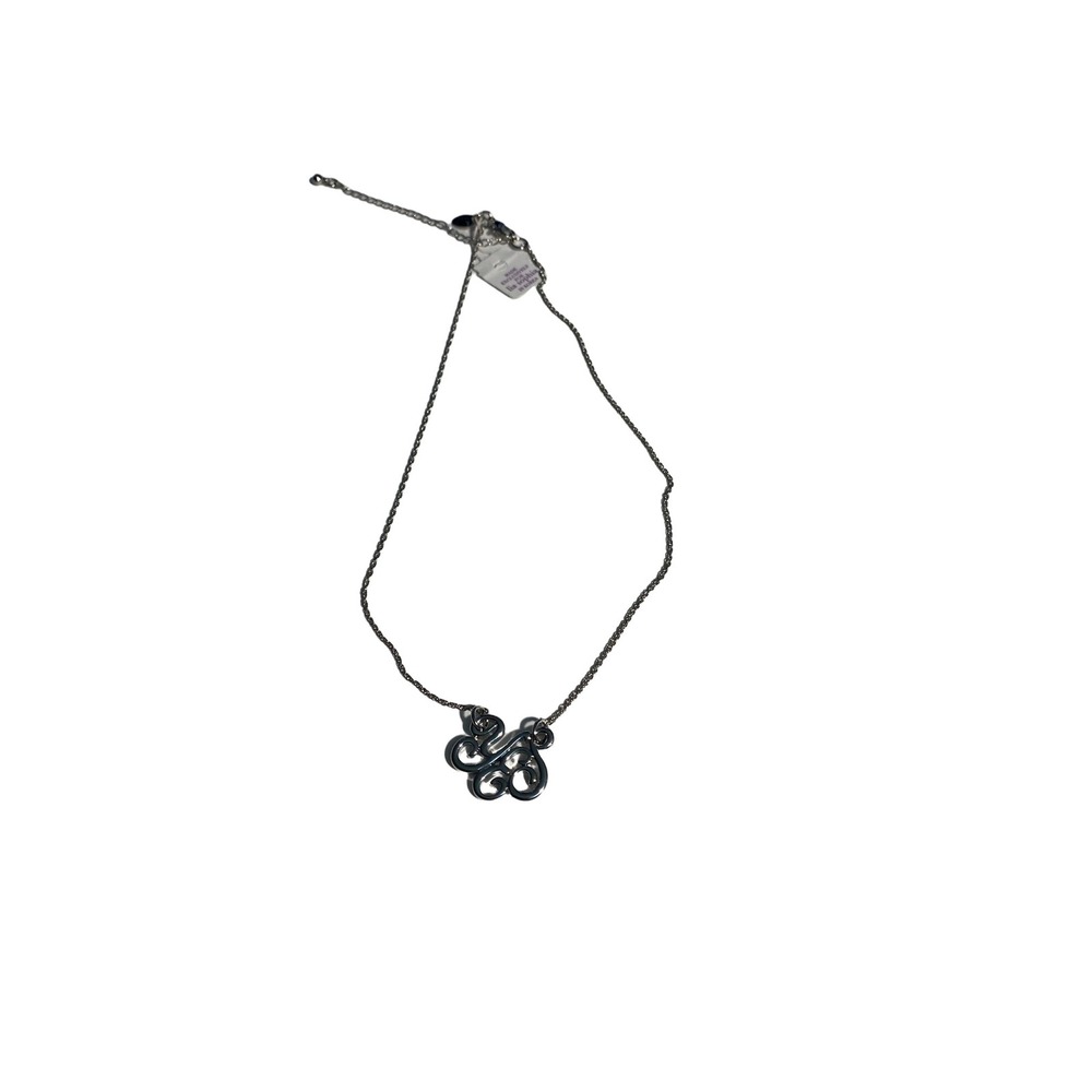 Lia‎ Sophia Optimistic Necklace Womens Silver Tone Script Scroll Pendant